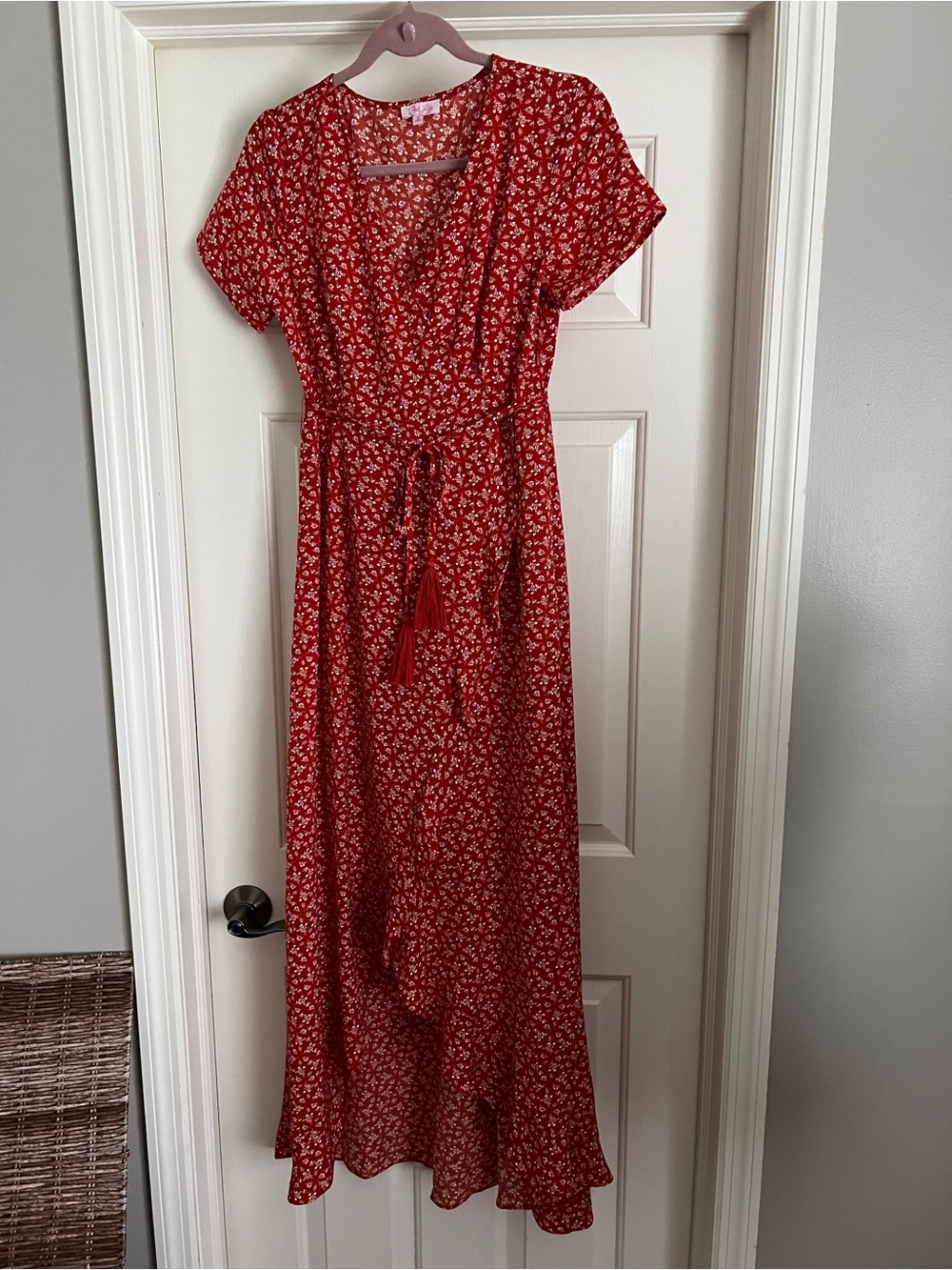 Pink Lily Red Floral High-Low Maxi Dress